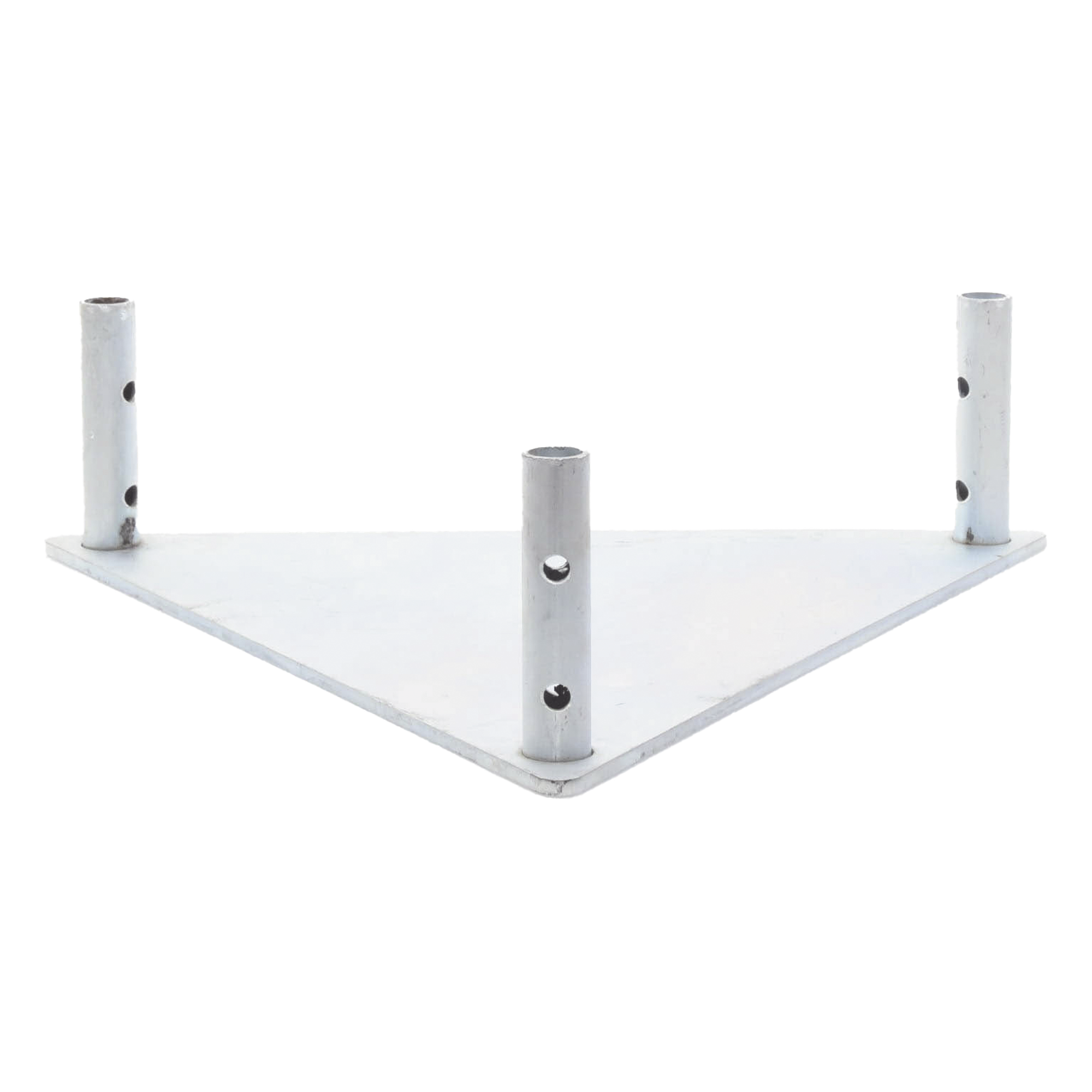 Base Triangular para Torre / Placa Acero 1/4' / Niple 3/4' Galvanizado / Peso 6 kg / Compatible STZ45 — SYSCOM TOWERS · SKU SBZ-45