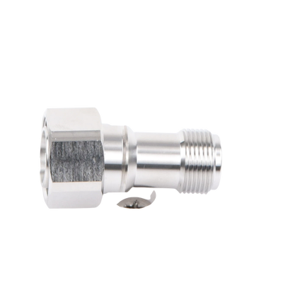 Adaptador en Línea de Conector 4.3-10 Macho a N Hembra, Bronce Blanco/ Plata/ Teflón.