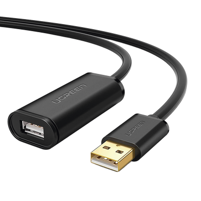 Cable de Extensión Activo USB 2.0 / 10 Metros / Macho-Hembra / Booster individual FE1.1S incorporado / Velocidad de hasta 480 Mbps / Ideal para impresoras, consolas , Webcam, etc. — UGREEN · SKU 10321
