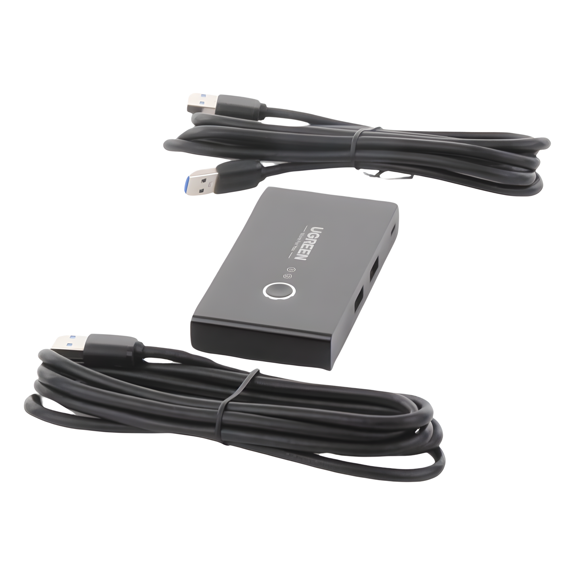 Conmutador USB para Compartir 4 Puertos USB 3.0 a 2 PC Ìs | Cambio Mediante Botón | Incluye Dos Cables USB de 1.5 m | ABS | Permite que 2 Usuarios Compartan 4 Dispositivos Periféricos USB3.0, como una impresora, un escáner, etc.