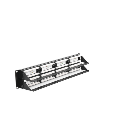 Panel de Parcheo de Impacto (110) UTP de 48 Puertos Cat6, 19 Pulgadas (48.26 cm), 2U, con Barra para Organizar Cable