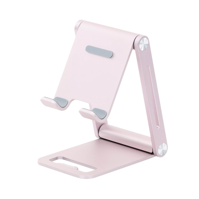 Soporte para Teléfono Celular de Aluminio / Angulo Ajustable / Amplia Compatibilidad con dispositivos de 4.7'' a 7.9'' / Antideslizante / Antiarañazos / Plegable / Color Rosa