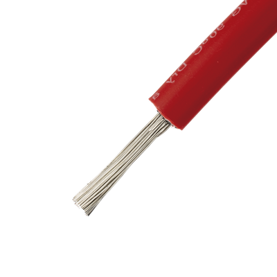 Cable Fotovoltaico Rojo / Cobre Estañado / 6 mm² (10 AWG) / 2000V / Rollo 100m / UL 4703 y TUV