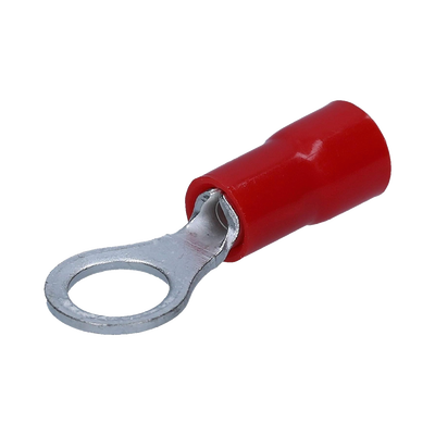 Terminal tipo ojo / 1 / 4 " / 22 - 16 AWG / Rojo / Paquete de 25 piezas.