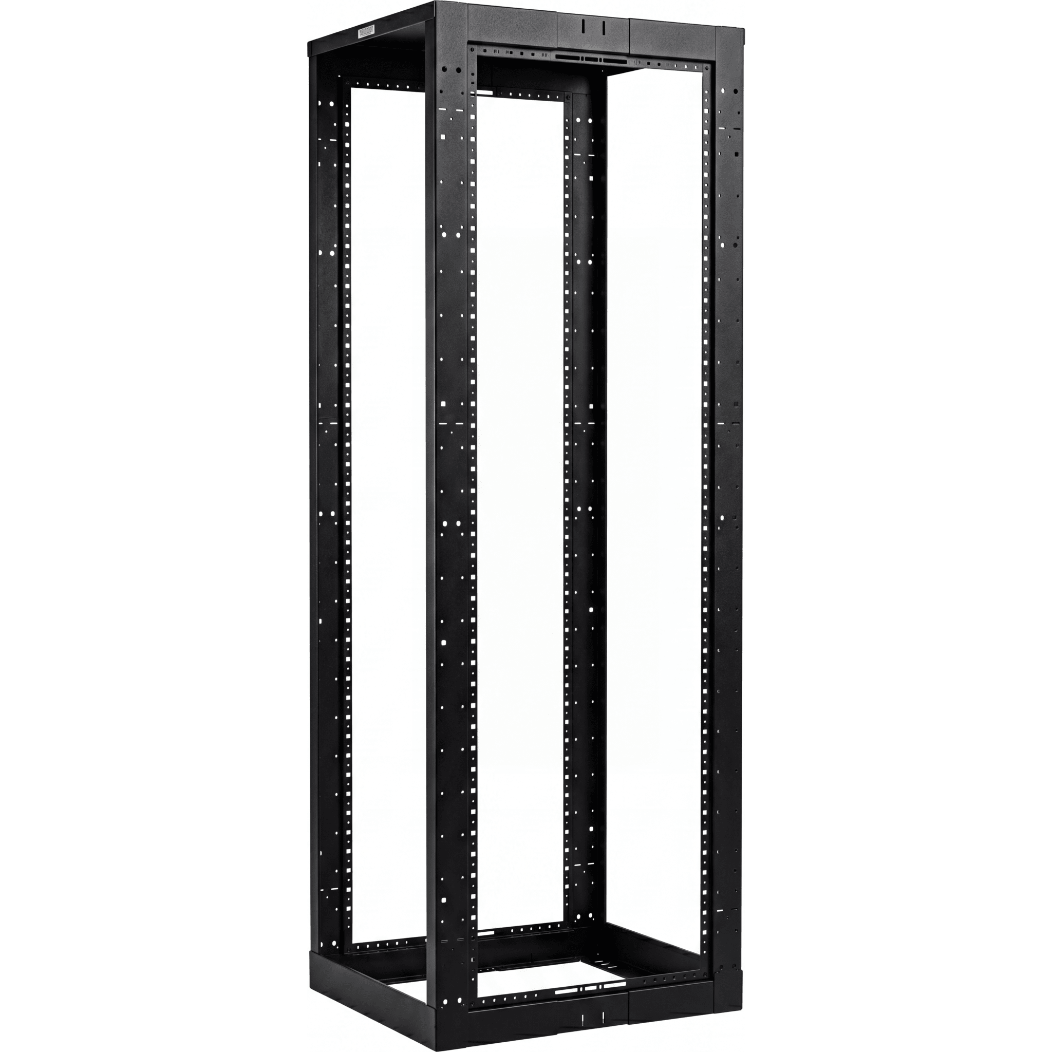 Rack de Cuatro Postes Estándar de 19", Rieles Con Orificio Para Tuerca Enjaulada, Profundidad Ajustable de 23 a 42 in, 45 Unidades de Rack, Color Negro