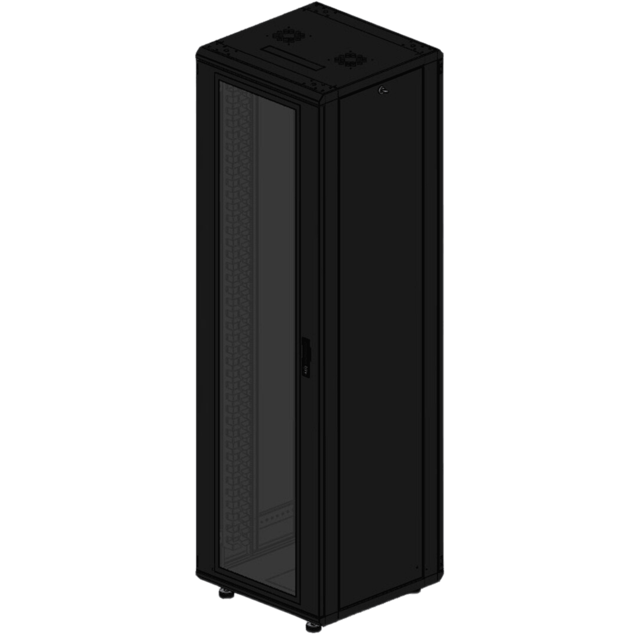Gabinete rackeable de piso de 42U, compatible con estándar 19 pulgadas, equipado con puerta frontal de cristal para una mejor visibilidad y presentación profesional