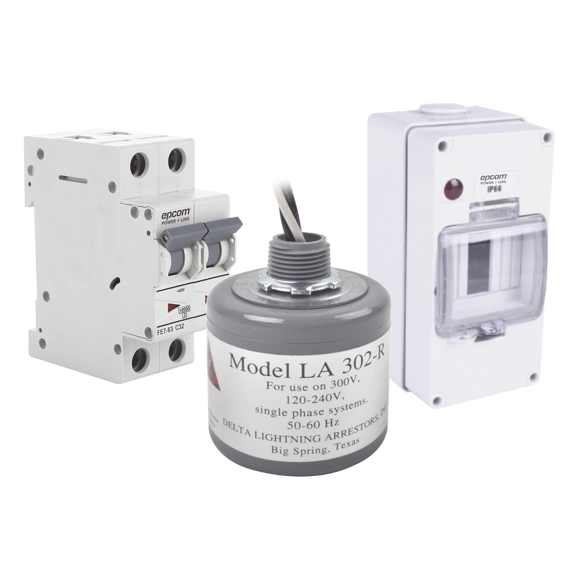 Kit de Centro de Carga Para Corriente Alterna, Breaker de hasta 400 Vca de 32 A con Supresor de Picos Transitorios. — EPCOM POWERLINE · SKU PL32ACA