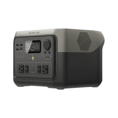 EcoFlow River 2 Max | Estación de Energía Portátil 512Wh Litio LFP / 4 AC 500 W (Max. 1000W) / 1 USB-C 100W / 3 USB -A 12W / Cargador de Coche 8A a 12 o 24V / Conectividad WiFi y Bluetooth (App) / Carga Solar 220W Max.