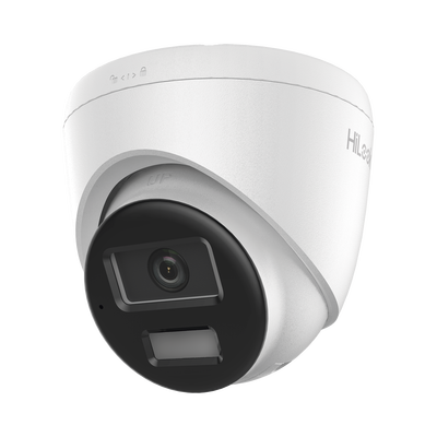 [Dual Light] Turret IP de 2 Megapixel / Lente 2.8 mm / Ángulo de visión 101° / 20 mts IR + 15 mts Luz Blanca / Micrófono Integrado / ACUSENSE Lite / Exterior IP67 / PoE / dWDR / H.265+ / ONVIF