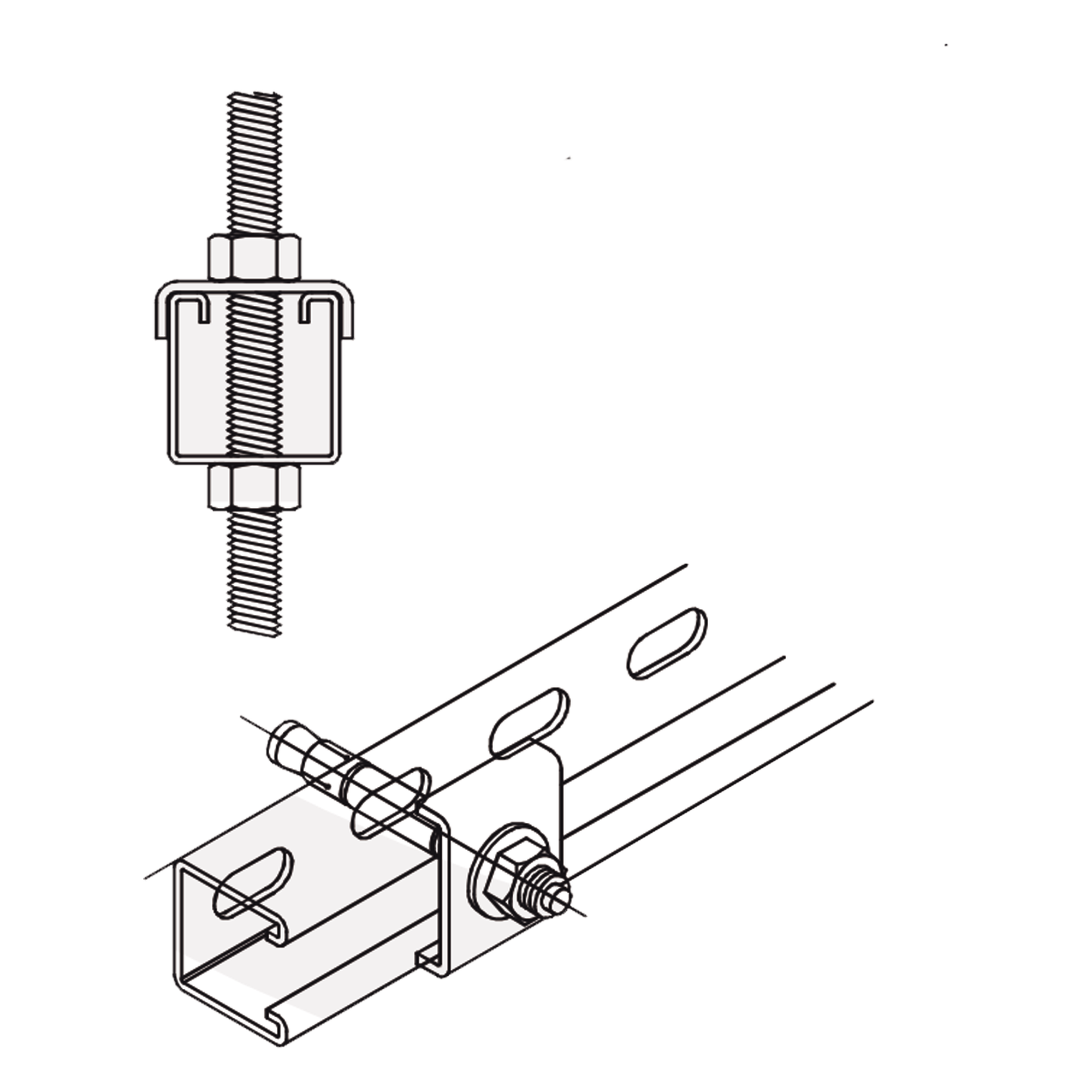 Tope Unicanal "U" para Tornillo de 3/8" ( 9.5 mm ). — ANCLO · SKU ANC-HA06