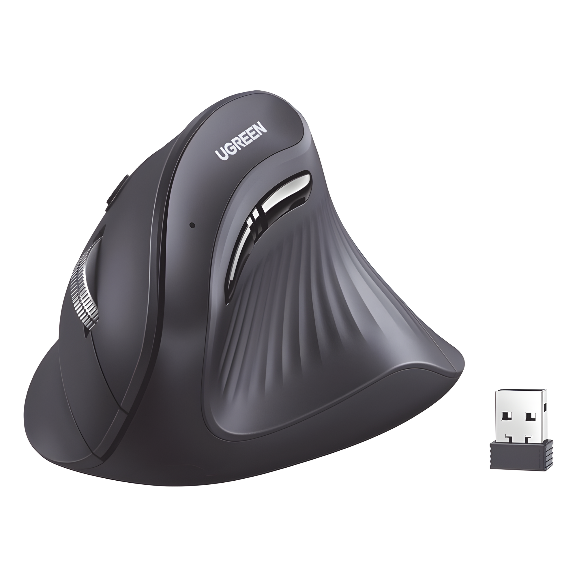Mouse Inalámbrico Vertical / Dual 2.4G y Bluetooth / 3 Dispositivos Simultáneos / 4 Niveles DPI hasta 4000 / Alcance 10 m (32.8 ft) / 5 Botones Silenciosos — UGREEN · SKU 25444