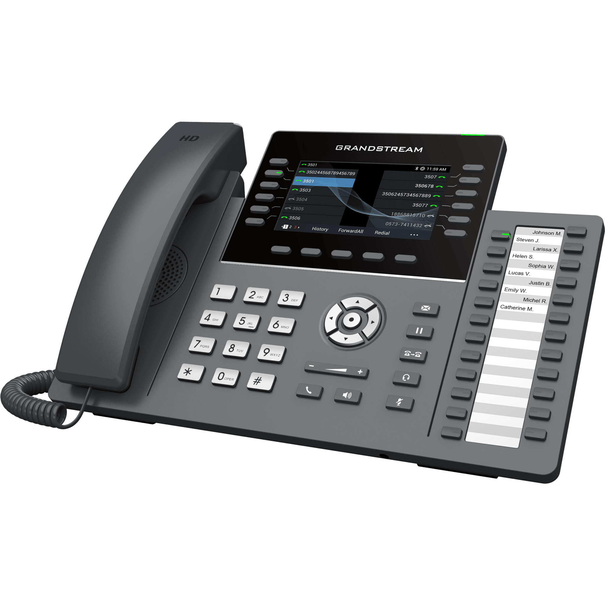 TELÉFONO IP PROFESIONAL DE 12 LÍNEAS / 24 TECLAS DE EXTENSIÓN PROGRAMABLES / WI-FI 6 / POE INTEGRADO / PANTALLA LCD 4.3 PULGADAS / SEGURIDAD DE NIVEL EMPRESARIAL / BLUETOOTH INTEGRADO / COMPATIBLE CON GDMS / AUDIO HD CON NOISE-SHIELD