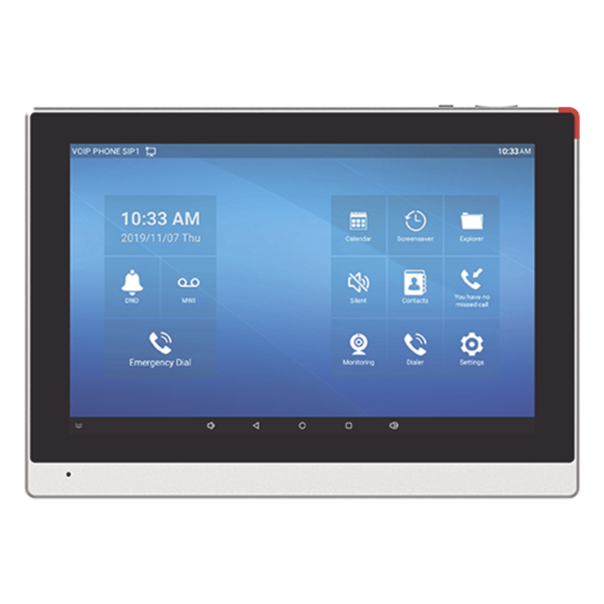 Monitor IP/SIP para interior con Android, Wi-Fi, pantalla táctil de 10.1", audio de 2 vías, PoE, 8 interfaces de entrada de alarma.
