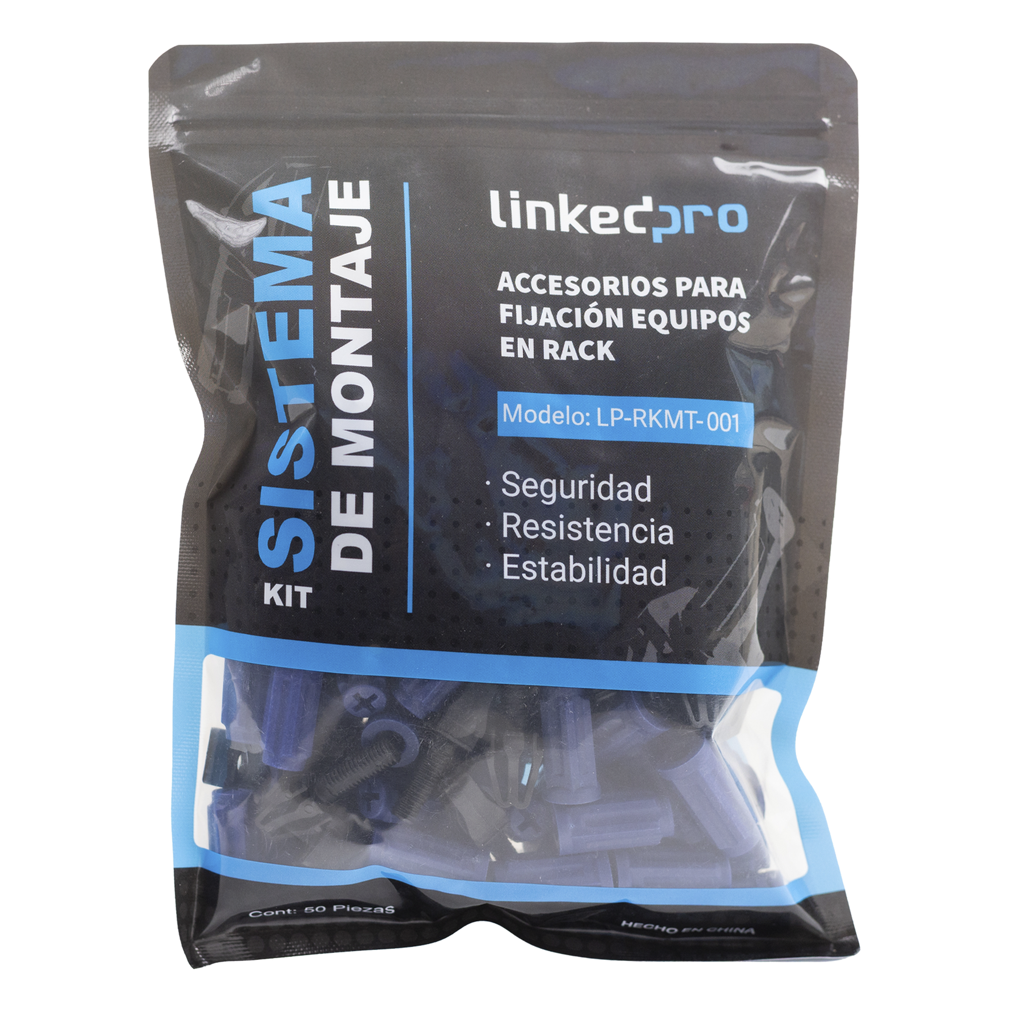 Kit de Montaje Rápido para Equipos en Rack / No más Tuercas Enjauladas / Soporta hasta 50 kg (50 Piezas) — LINKEDPRO BY EPCOM · SKU LP-RKMT-001