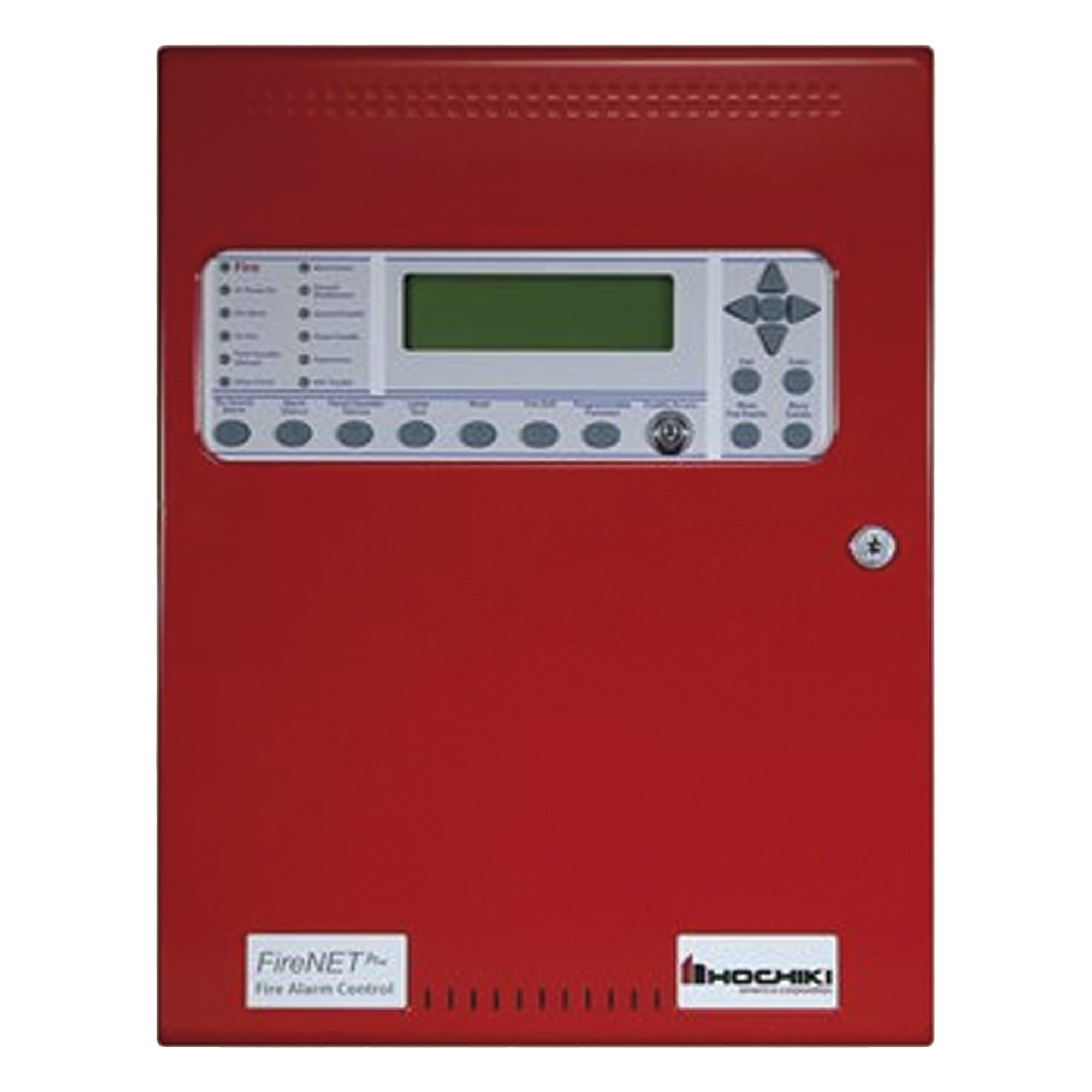 Panel De Detección De Incendio, Direccionable, 1 Lazo SLC, 127 puntos/bases sonoras por lazo, En Ingles, No Dialer, No Tarjeta Red, Expandible a 2 Lazos SLC, Color Rojo, Estandar, 120V, Serie FireNET Plus® (0100-16340) — HOCHIKI · SKU FNP-1127US0ERS-120