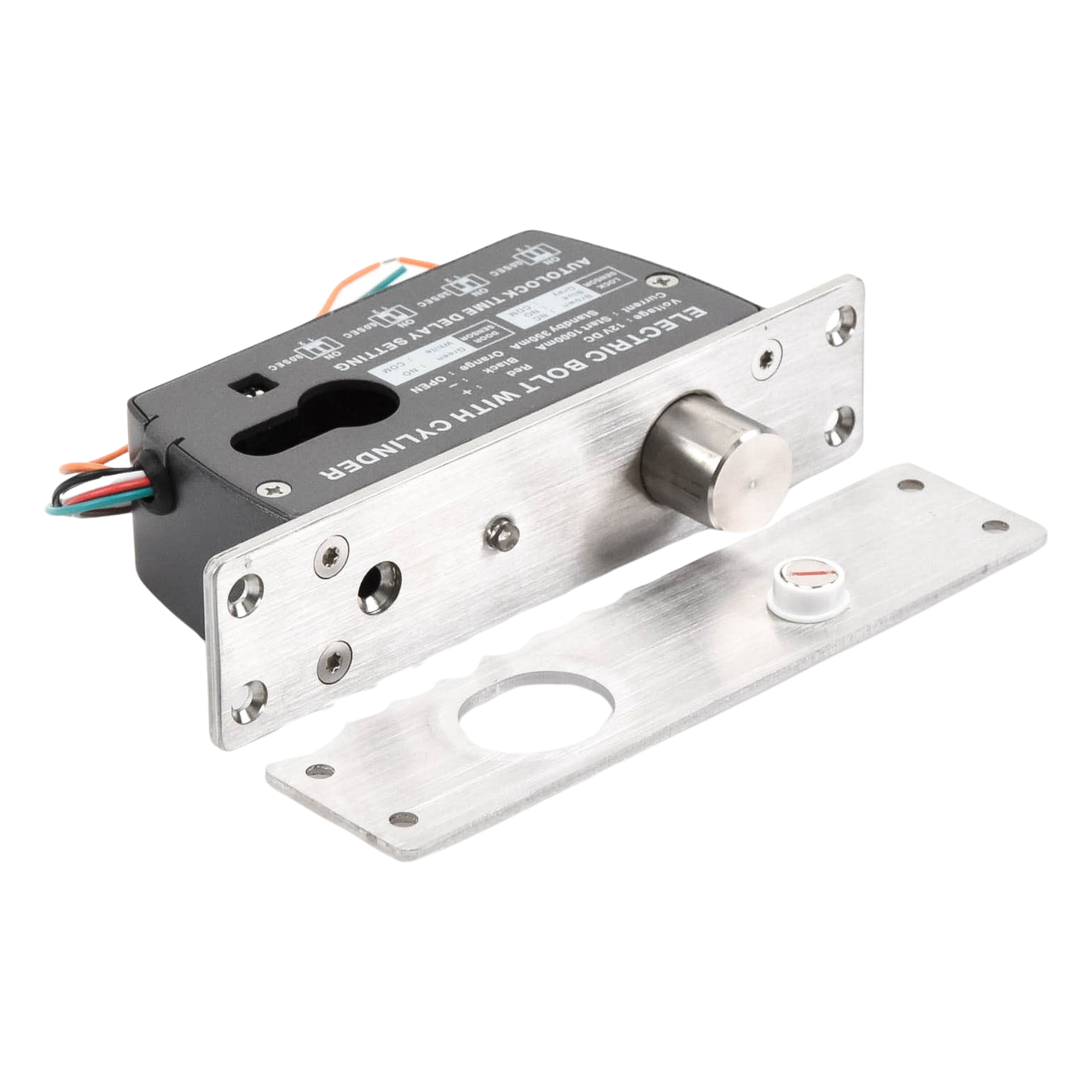Cerradura de Perno Eléctrica / 2000 kg de Fuerza de Sujeción / Fail Safe 12 VCC / Temporizador 0-9 s / Sensor de Puerta NO/NC/COM / 500000 Ciclos