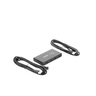 Conmutador USB para Compartir 4 Puertos USB 3.0 a 2 PC Ìs | Cambio Mediante Botón | Incluye Dos Cables USB de 1.5 m | ABS | Permite que 2 Usuarios Compartan 4 Dispositivos Periféricos USB3.0, como una impresora, un escáner, etc.