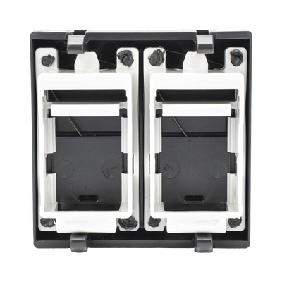 Módulo Color Negro con 2 Espacios para Jack Keystone con Guardapolvo para las Cajas de Escritorio Ofiblock y Teleblock / (KB76/14)