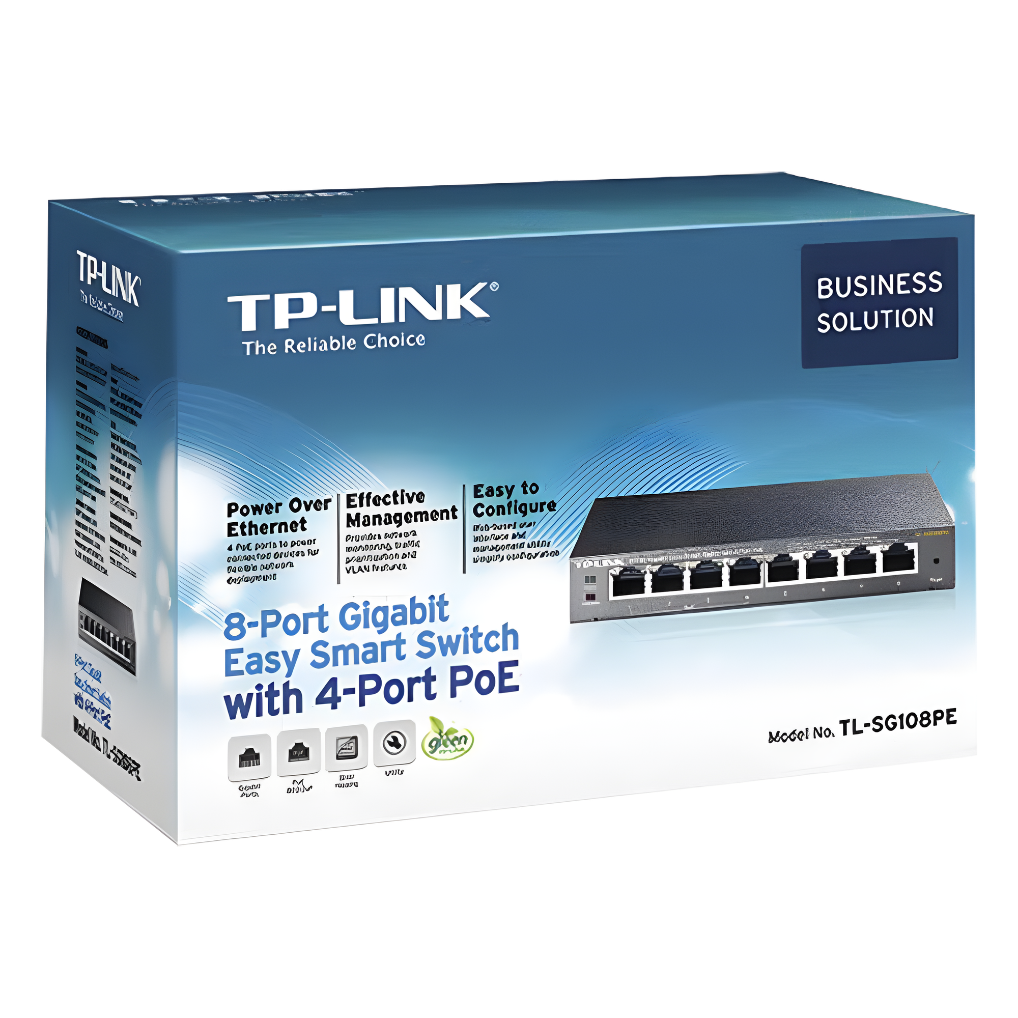 Easy Smart Switch PoE JetStream , 8 puertos 10/100/1000 Mbps 55 W — TP-LINK · SKU TL-SG108PE