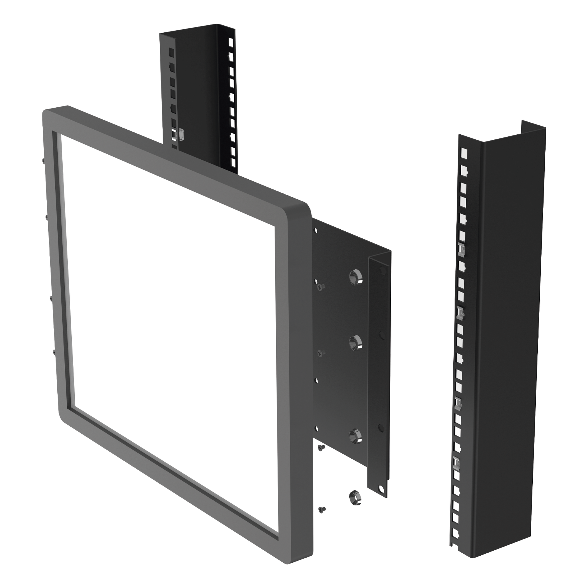 Montaje para Monitor VESA 75x75 hasta 200x200. Compatible con rack 19" 5U.