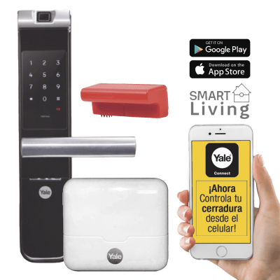 Kit Cerradura con manija YMF40A y HUB, Apertura por, Código, Biometría y apertura por SMARTPHONE, Para puertas de 35 a 90 mm de espesor — YALE-ASSA ABLOY · SKU MX81861