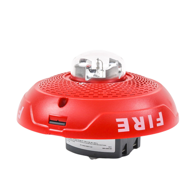 Bocina con Lámpara Estroboscópica, Montaje en Techo, Color Rojo, Nuevo Diseño Moderno y Elegante y Menor Consumo de Corriente