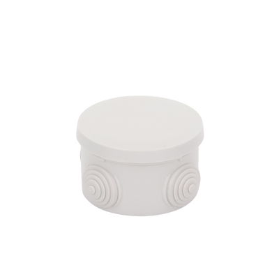 Caja Derivación-Conexión de Plástico Circular con 4 Glándulas de Goma (70 diámetro X 48 alto mm). Para Instalaciones Comerciales, Residenciales e Industriales. Cerrado a Presión.