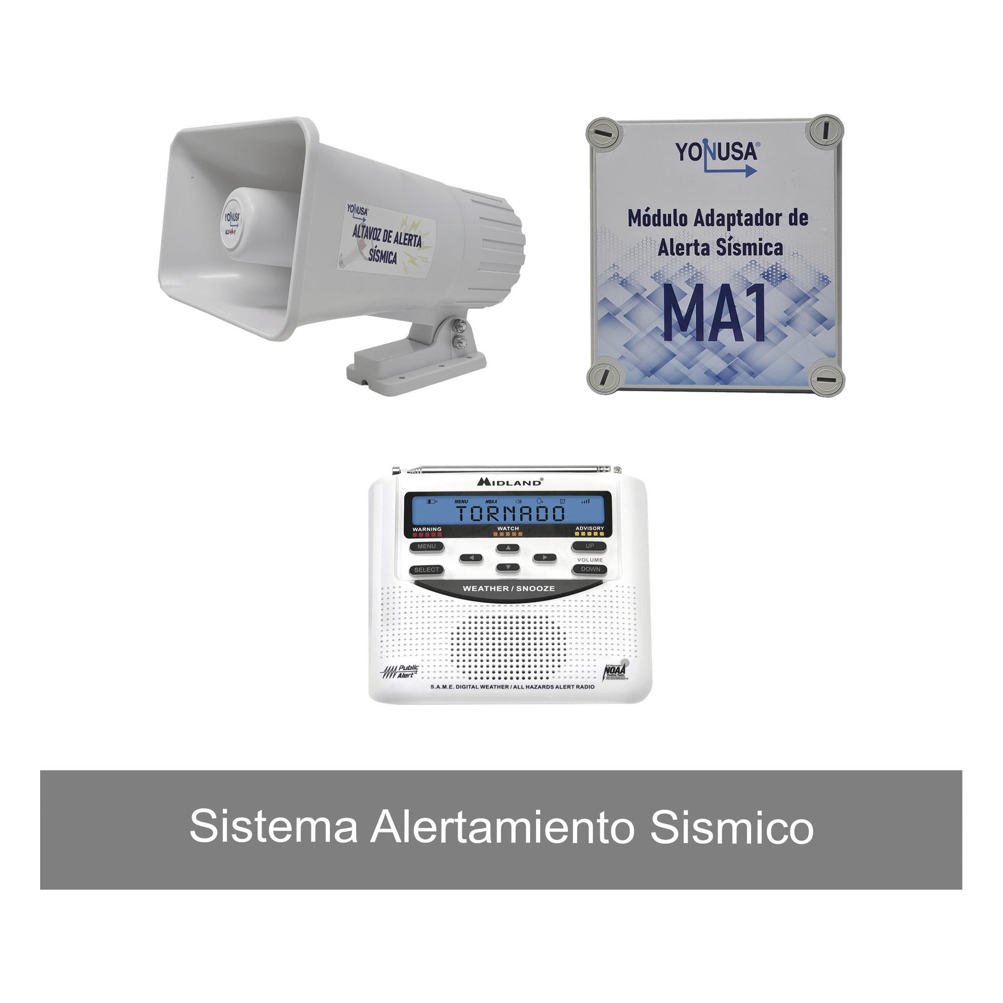 KIT de Alertamiento SISMICO con Audio Oficial SASMEX — YONUSA · SKU YKIT-SISMICO