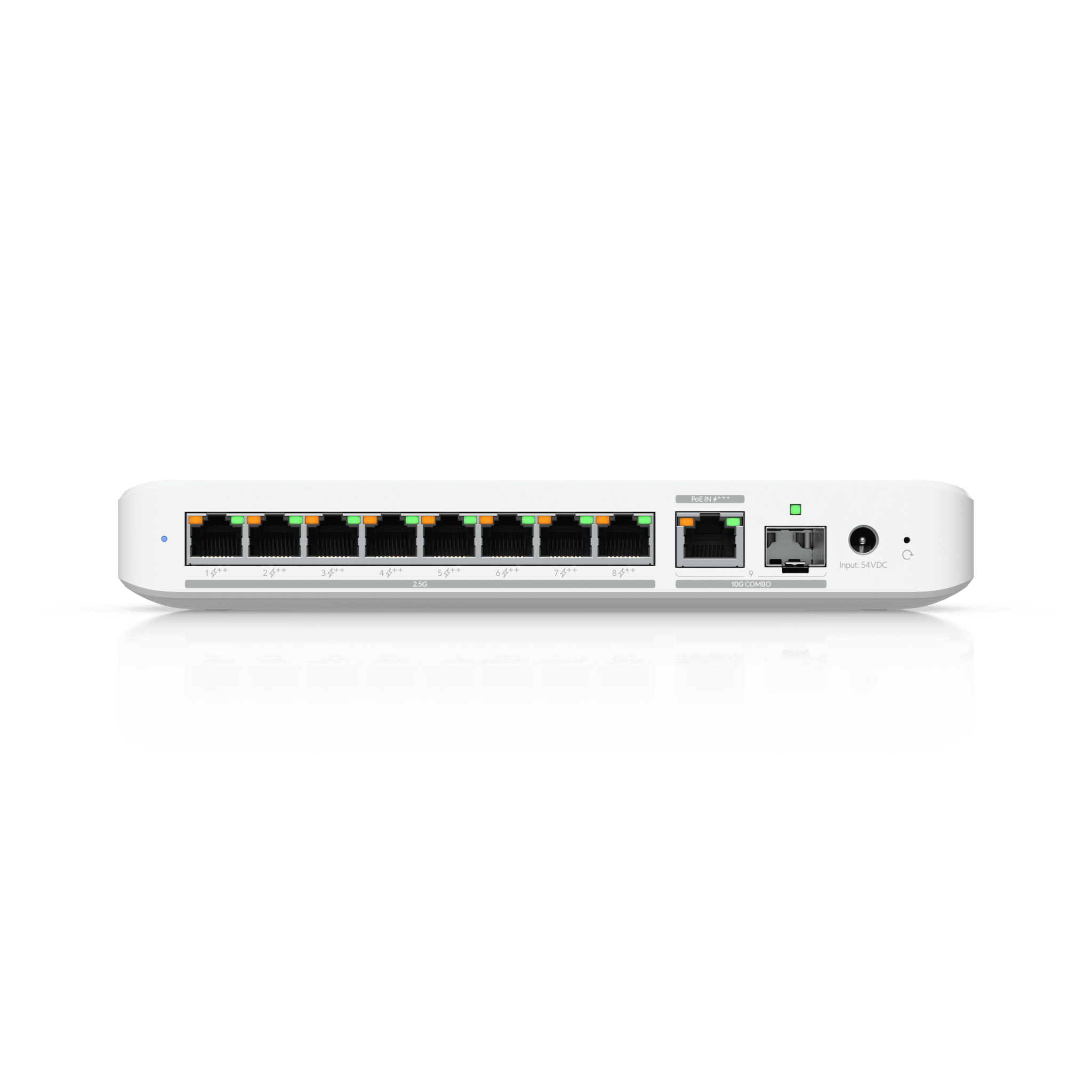 USW Flex 2.5G PoE Switch de 8 Puertos 2.5GbE PoE++, con un Puerto de Enlace Ascendente Combinado RJ45/SFP+ de 10 GbE (No incluye Adaptador ca/cc)