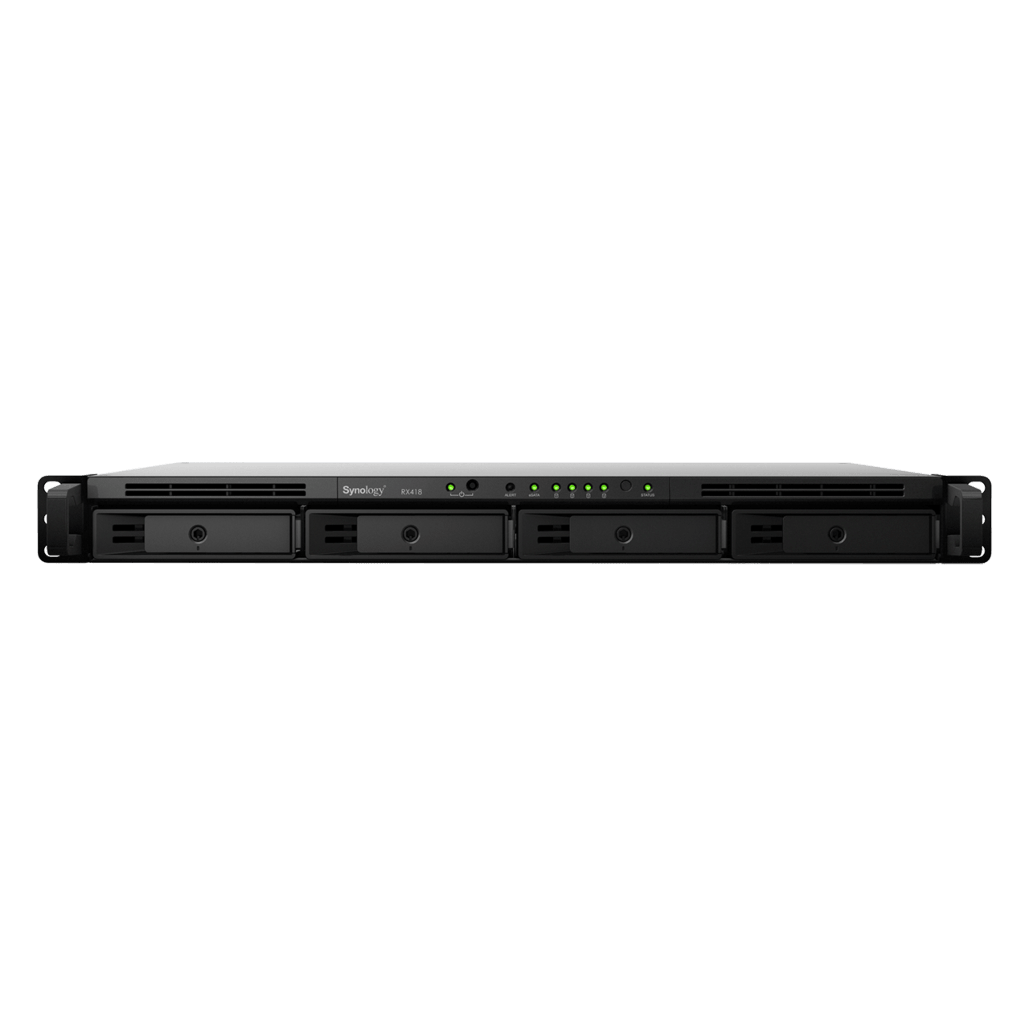 Unidad de Expansión Synology RX418 | 4 Bahías SATA HDD/SSD 3.5" y 2.5" | eSATA | Profundidad 30 cm | Compatible con RackStation 1U | Administración DSM.