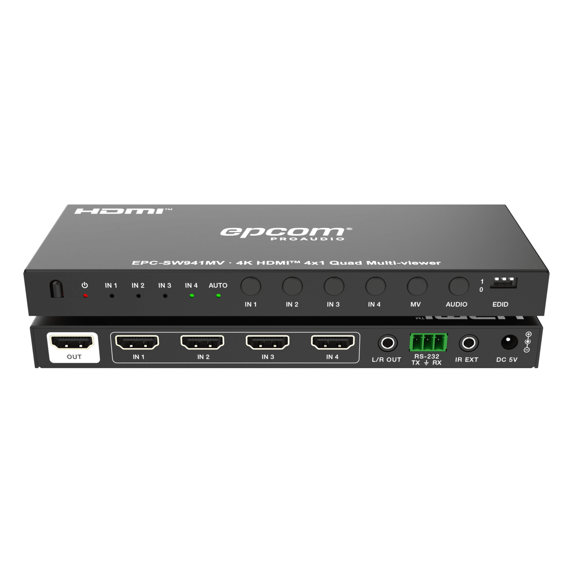 Multivisor HDMI 4x1 | 4K@30Hz | Vista Cuádruple | Cambio Automático/Manual | Control IR — EPCOM PROAUDIO · SKU EPC-SW941MV