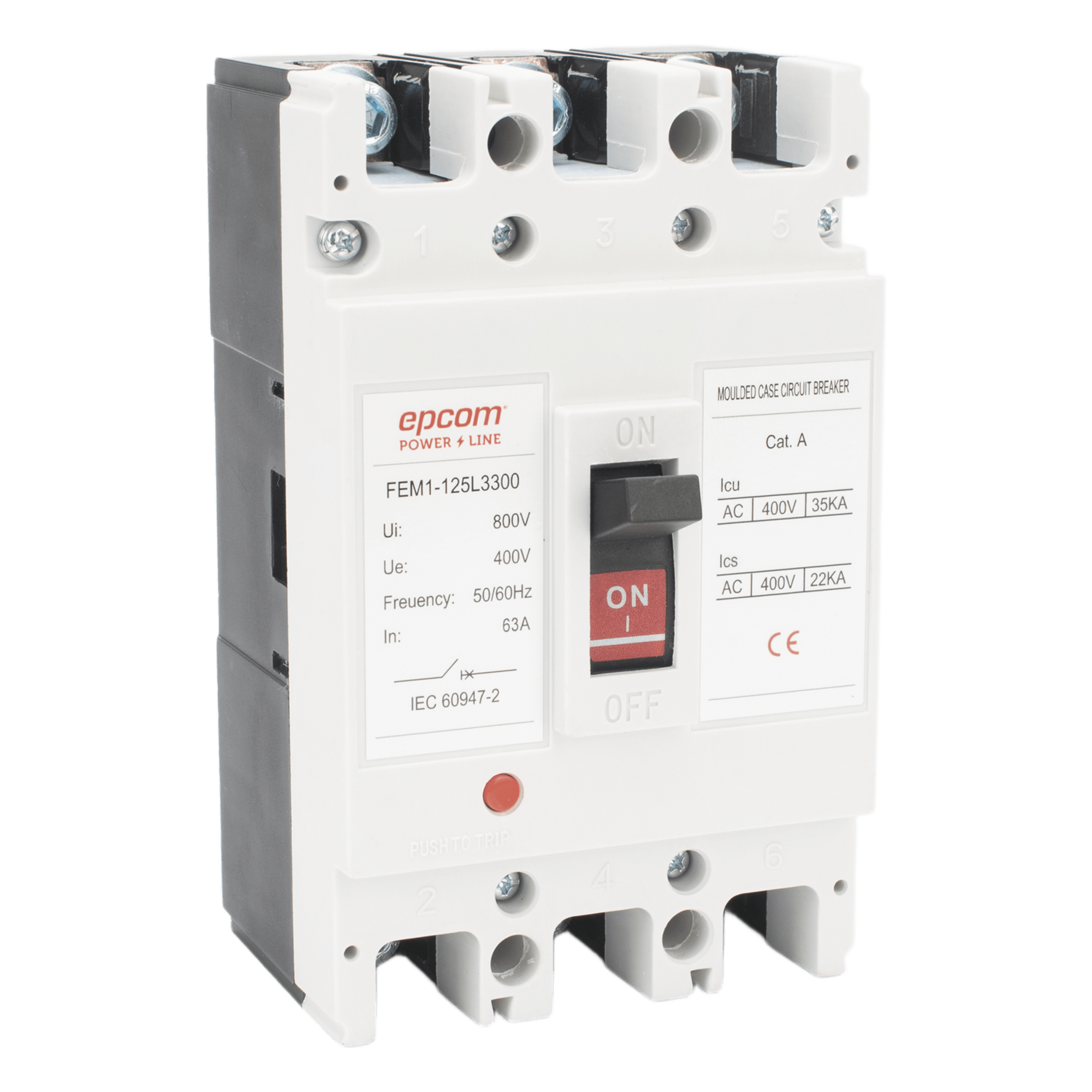 Protección Térmica/ Interruptor 3P, 100A,  Corriente Alterna  690 V CA Trifásica. — EPCOM POWERLINE · SKU FEM11253P100A