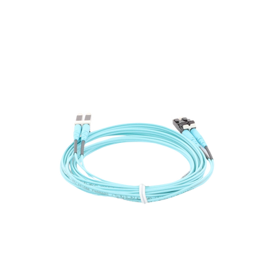 Jumper de Fibra Optica Multimodo 50/125 OM4, LC-LC Duplex, OFNR (Riser), Color Aqua, 3 Metros (9.84 Pies)