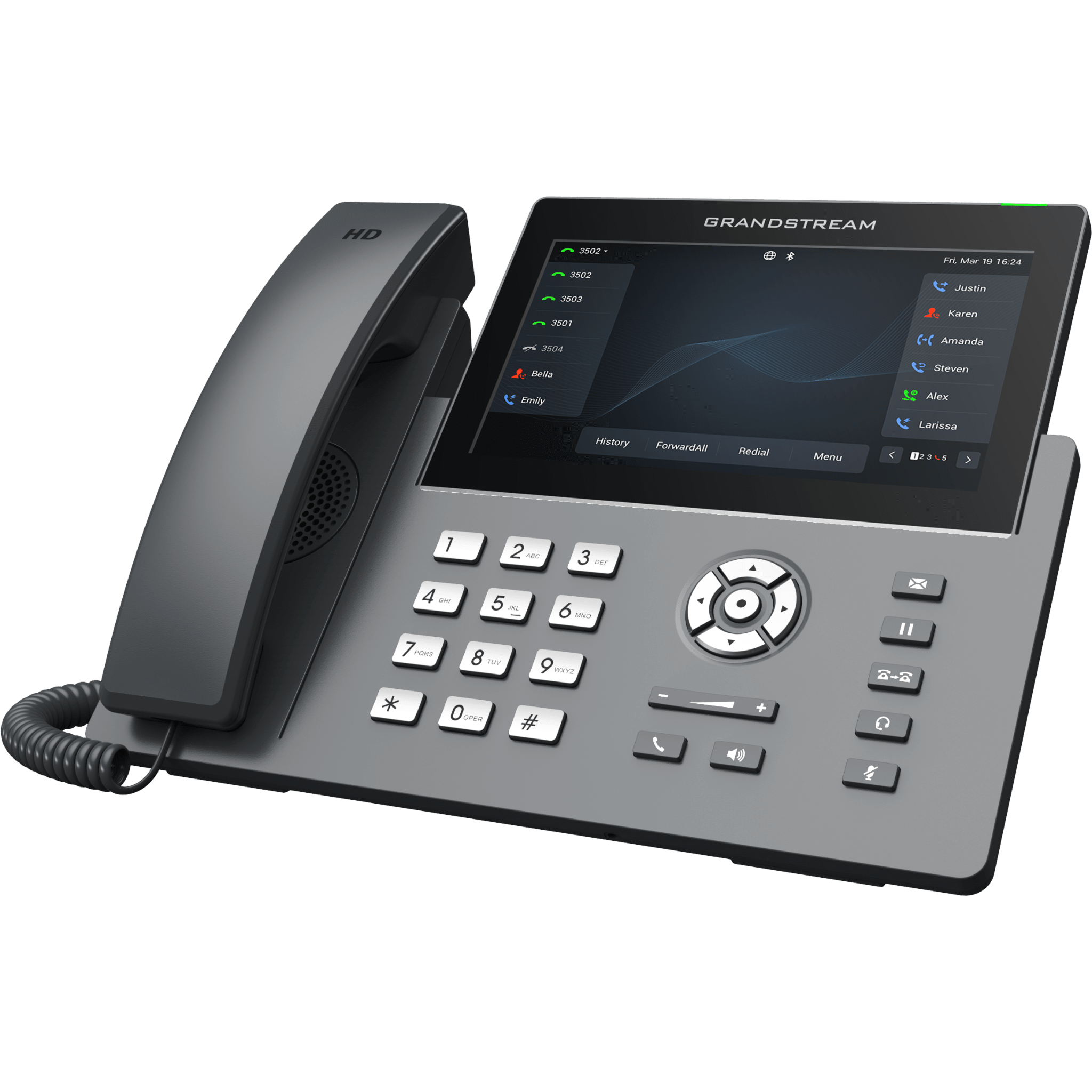 Teléfono IP / 12 Líneas SIP / 6 Cuentas / Pantalla Táctil 7" / Wi-Fi Dual Band / PoE Gigabit / Bluetooth / Audio HD Opus