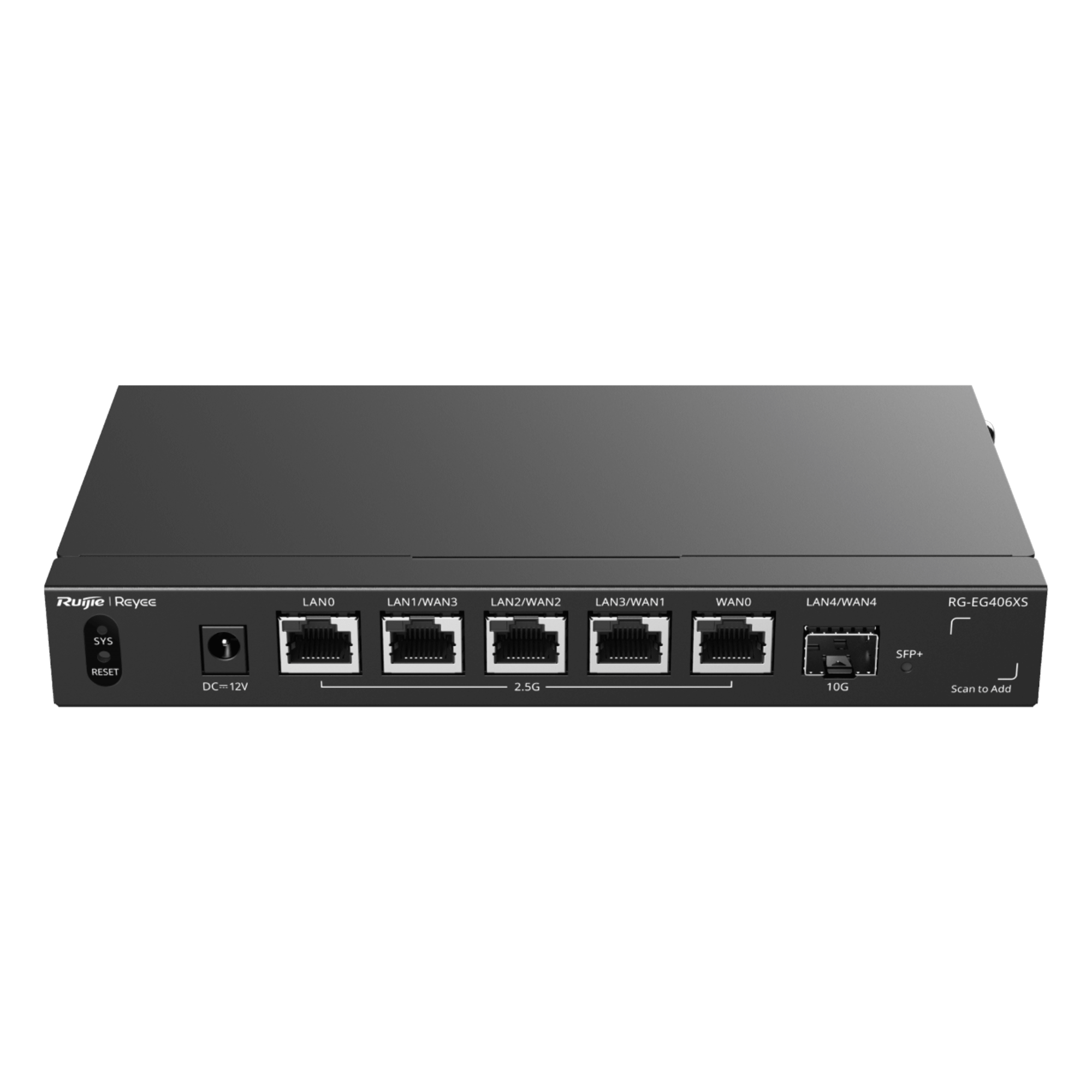 Router Balanceador con Función SD-WAN, Hasta 5 Servicios de Internet y hasta 400 clientes con desempeño de 2.5 Gbps, un puerto SFP+ 10G — RUIJIE · SKU RG-EG406XS