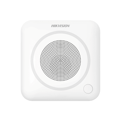 (AX PRO) Sirena Inalámbrica Interior / 105dB / Audio Intercom 85 dB / LED de Alerta — HIKVISION · SKU DS-PS403I-WB