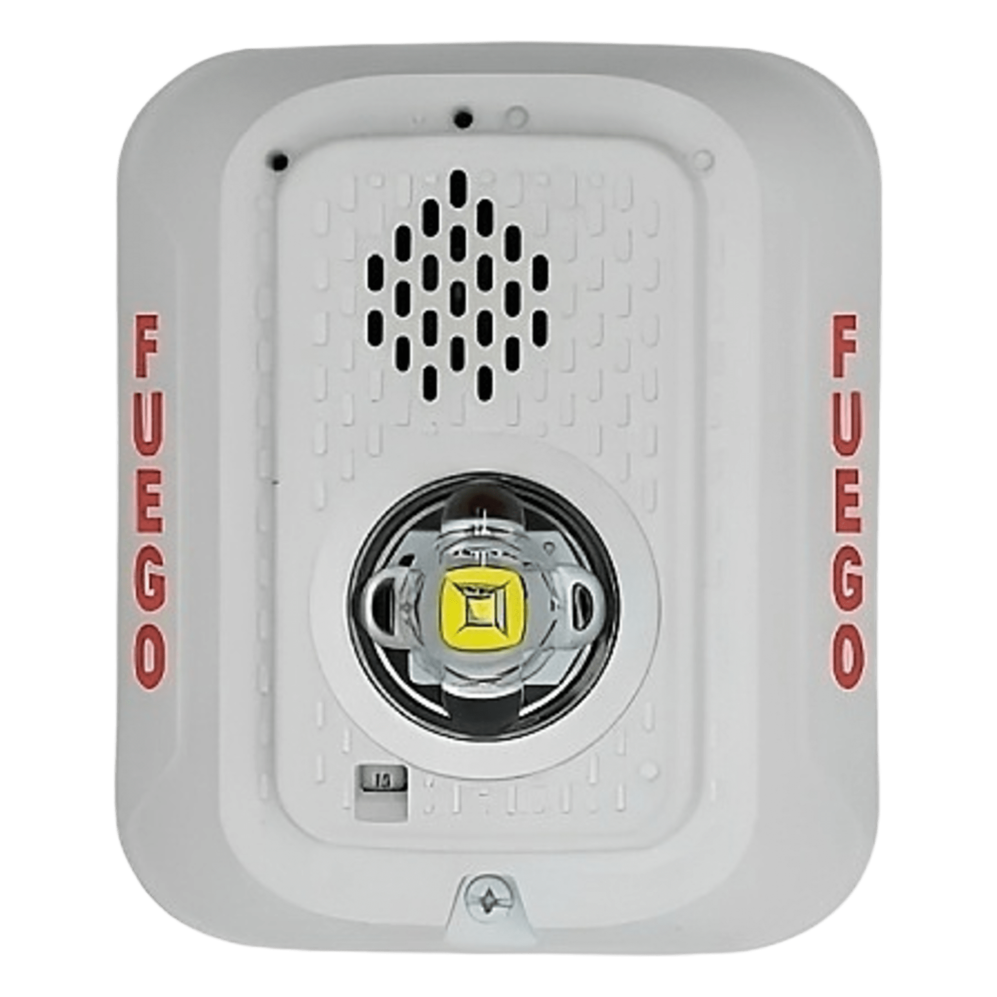 Sirena con Lámpara LED Estroboscópica / a 2 Hilos / Montaje en Pared / 24 Vcd / Configuración Estroboscópica Seleccionable / Texto en Español / Color Blanca  — SYSTEM SENSOR · SKU P2WLEDSP