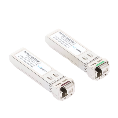 Transceptores Ópticos Industriales Bidireccionales SFP+ (Mini-Gbic) / Monomodo 1270 & 1330 nm / 10 Gbps / 10GBASE / Conector LC/UPC Simplex / DDM / Hasta 3 km / 2 Piezas