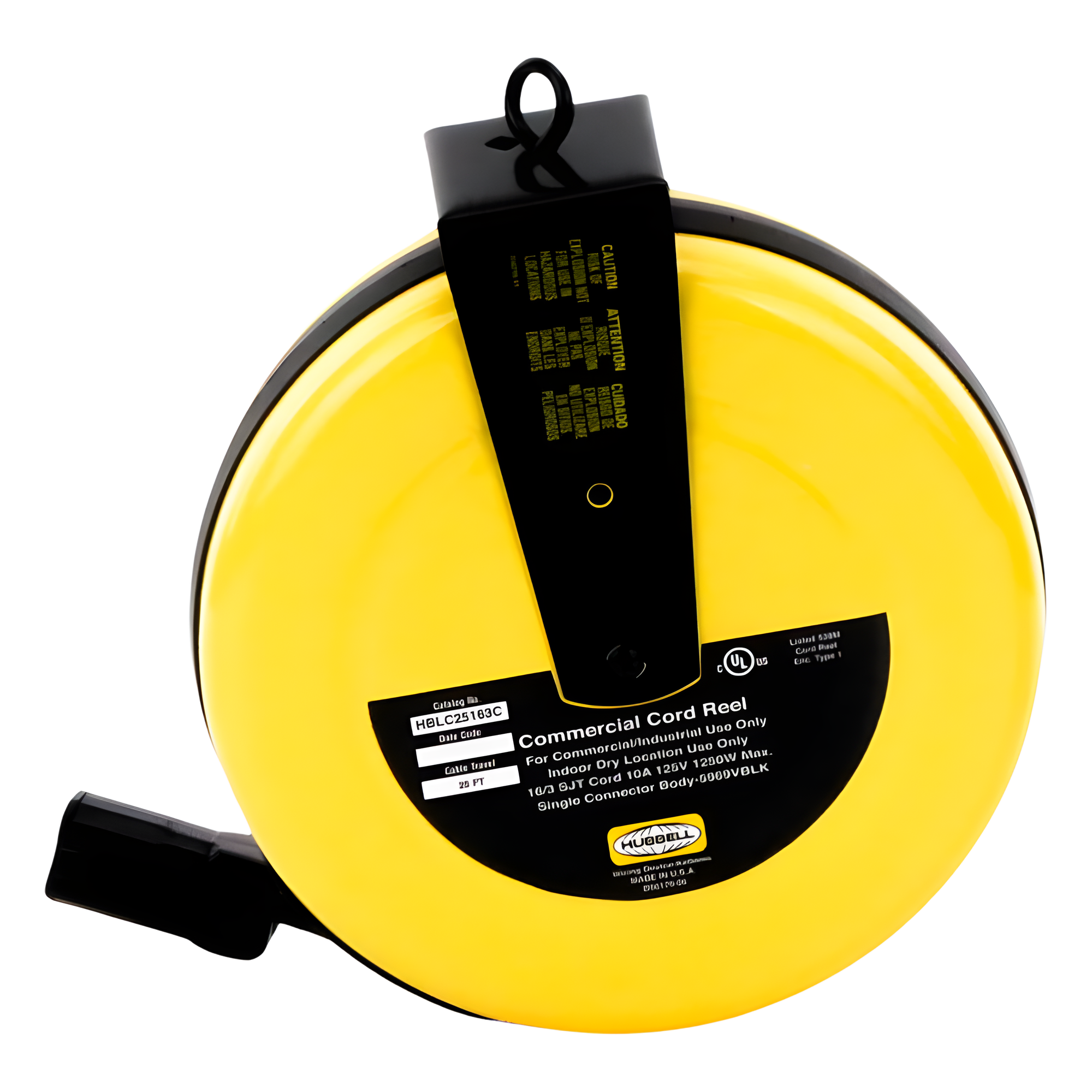 Carrete de Cable comercial (16/3 rudo), para 125 V CA, 10 A, 7.6 m de longitud con conector HBL5969VBLK.