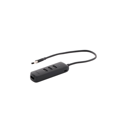 HUB USB-A 3.0 4 en 1 | 4 Puertos USB-A 3.0 (5Gbps) | Cable de 25 cm | Indicador Led | Ideal para Transferencia de Datos | Entrada USB-C para alimentar equipos de mayor consumo como discos duros | Color Negro.