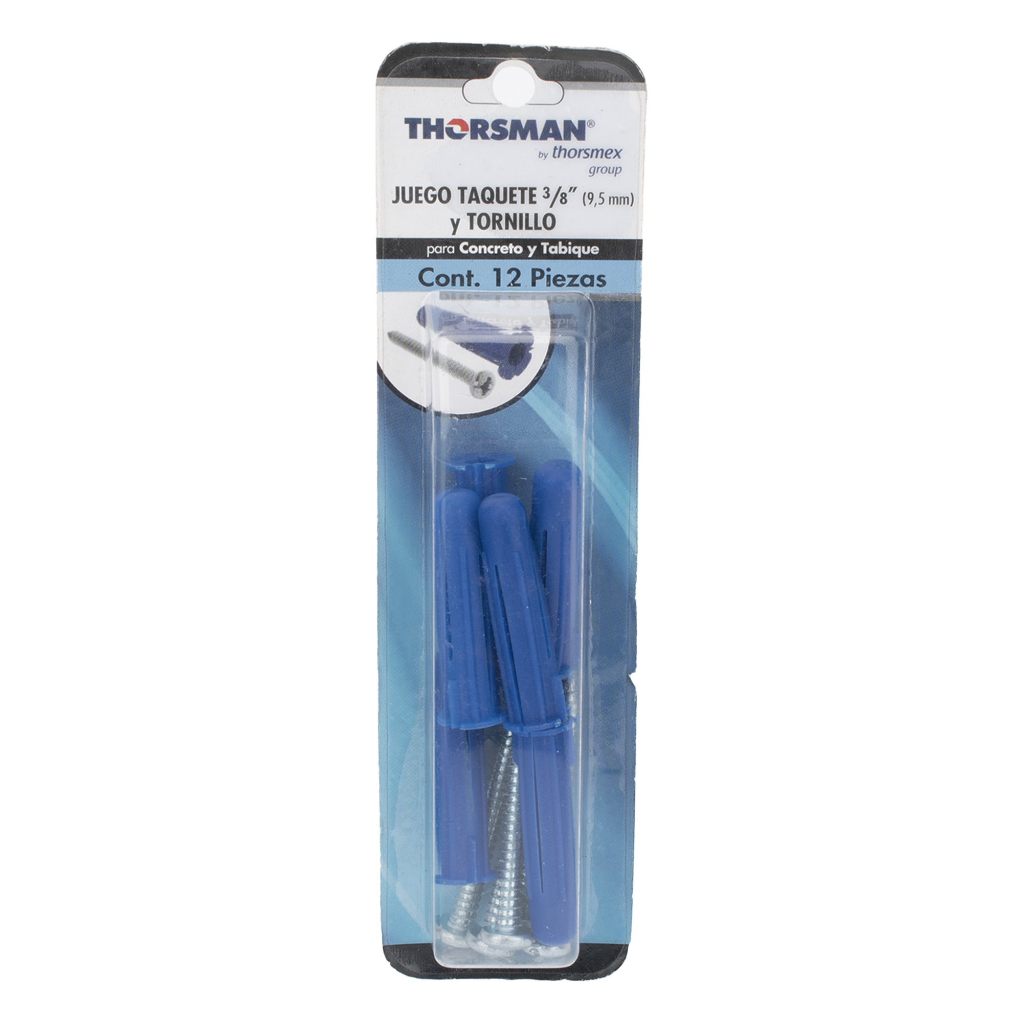 Paquete de 6 taquetes azul 2" y 6 tornillos 12mm x 2" (1105-05002)