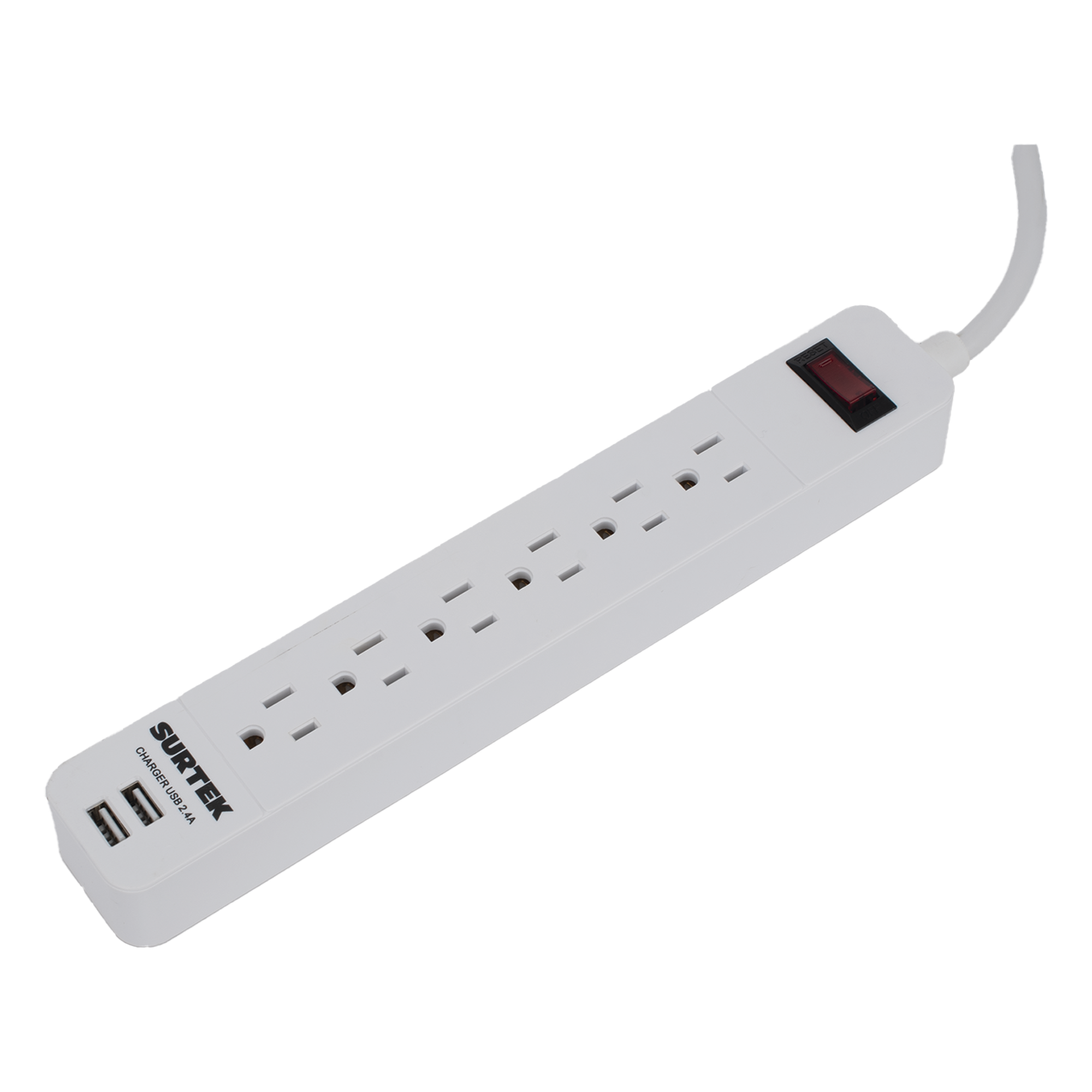 Multicontacto con 6 contactos aterrizados y 2 puertos usb.
