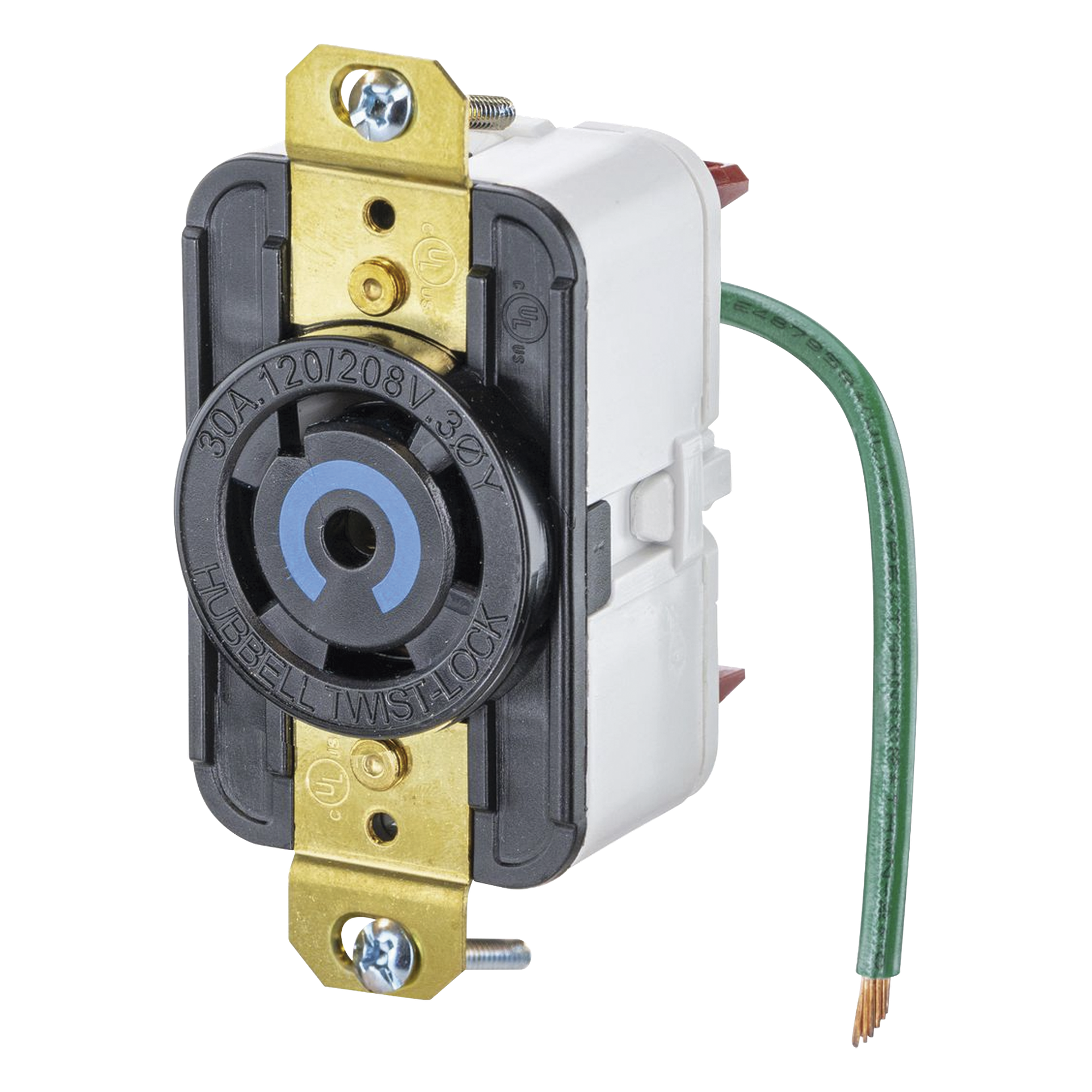 Receptáculo de Media Vuelta Industrial 30 A 120/208 V CA/ Nema L21-30R /Color Negro — HUBBELL · SKU HUB-HBL-2810-ST