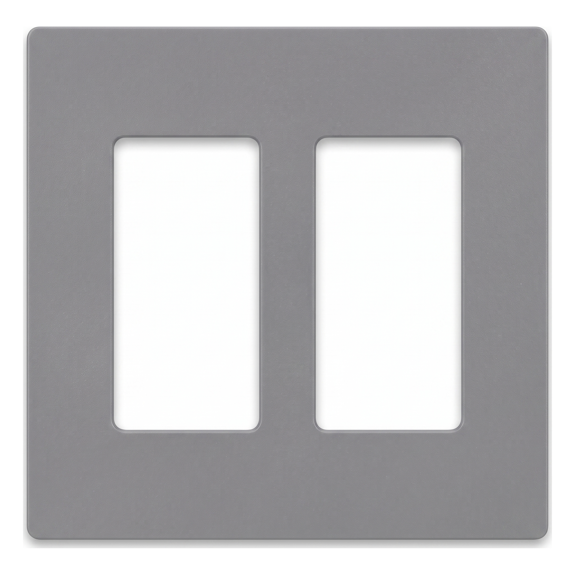 Placa de pared Claro de 2 espacios sin tornillos visibles, para atenuadores, apagadores y controles Lutron con apertura tipo Designer, acabado brillante color gris — LUTRON ELECTRONICS · SKU CW2GR