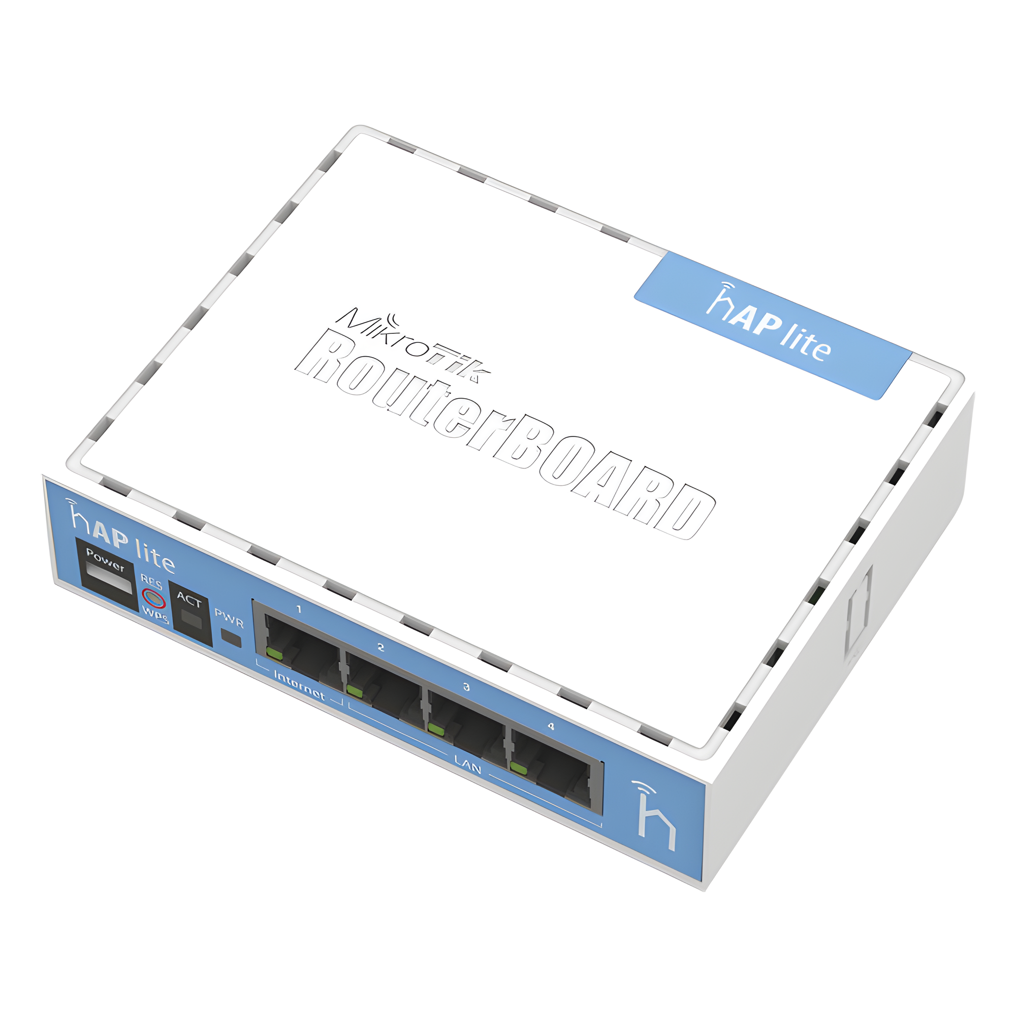 (hAP Lite) 4 Puertos Fast Ethernet y Wi-Fi 2.4 GHz 802.11 b/g/n — MIKROTIK · SKU RB941-2ND