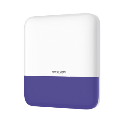 (AX PRO) Sirena Inalámbrica con Estrobo Azul para Exterior IP65 / 110 dB — HIKVISION · SKU DS-PS1-E-WB/B