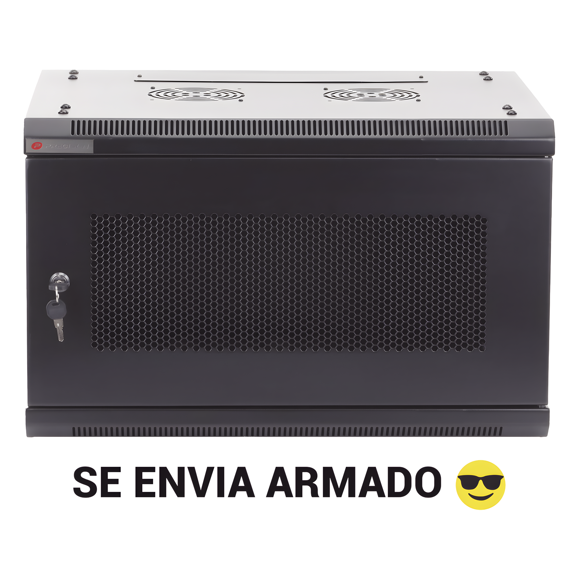 Gabinete PRECISION, Con Puerta de Cristal Templado, de 19in, 9UR, 450mm de Profundidad, Color Negro · SKU PSTC-09-645-BDG
