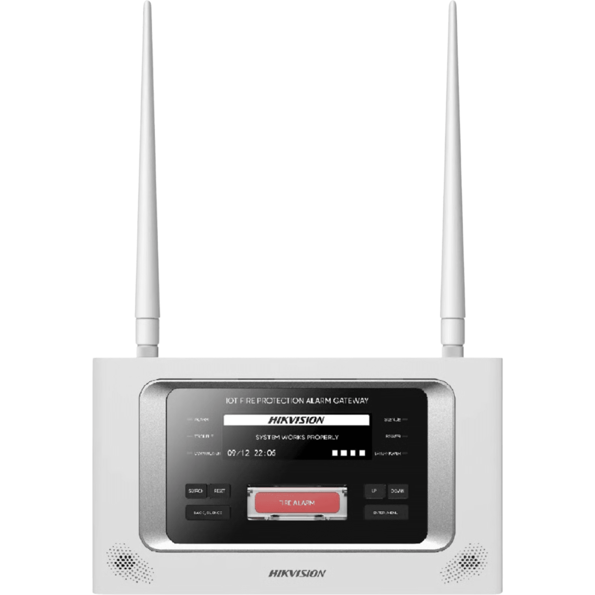(HikFire) Panel Inalámbrico de Detección de Incendio (Gateway LoRa) / Pantalla LCD Táctil / Comunicación hasta 2 km / Gestión de 128 Dispositivos / Encriptación AES128 / Integración a HikCentral Professiona — HIKVISION · SKU NP-FTG200