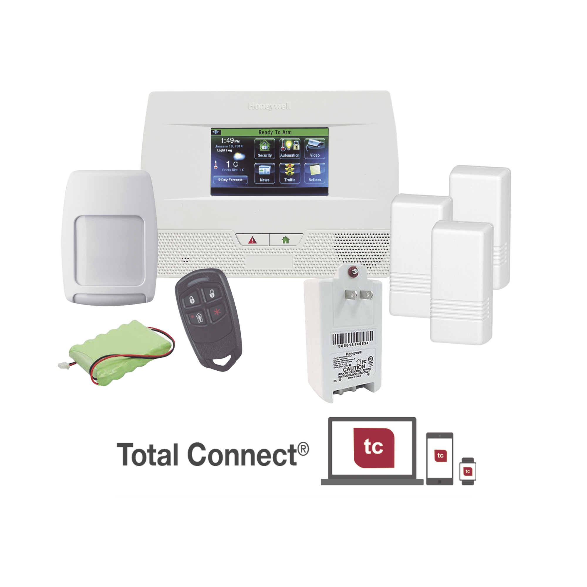 Panel de alarma inalámbrico autocontenido con pantalla táctil de 4.7 pulgadas, listo para Total Connect y automatización Z-Wave