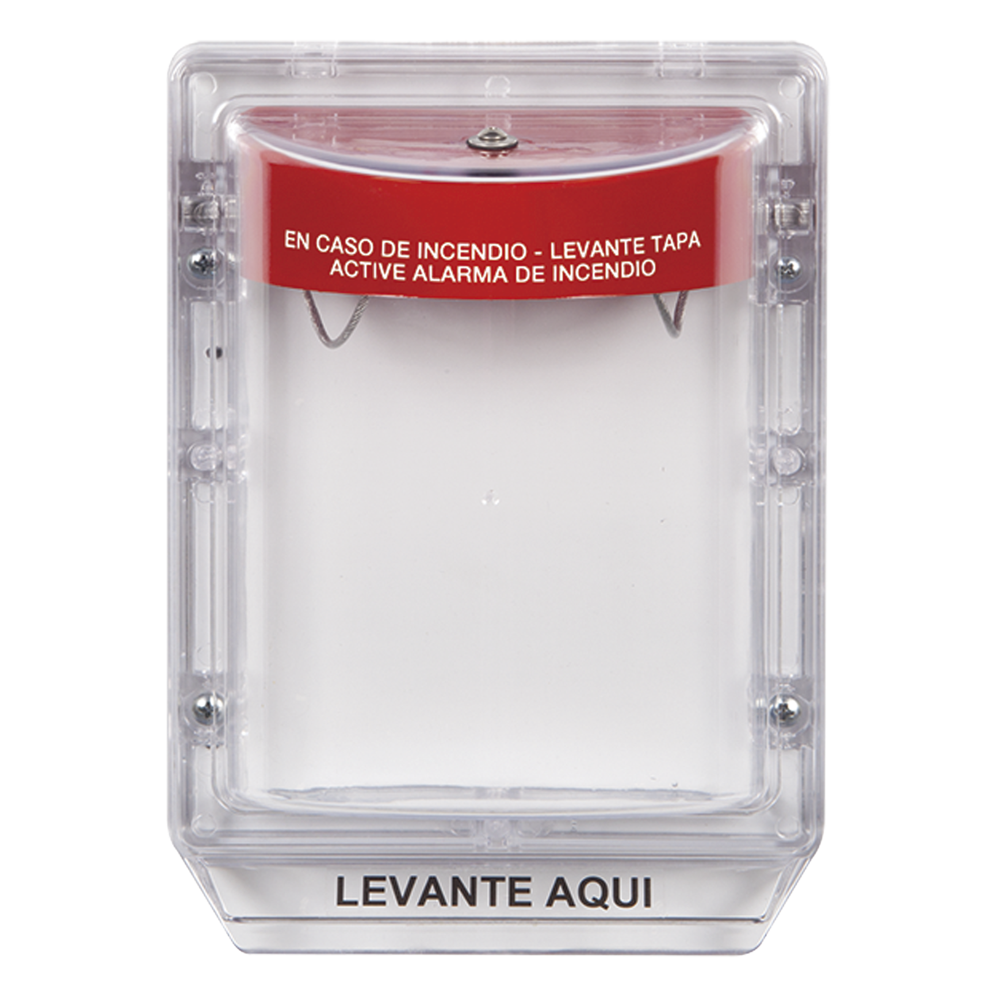 Cubierta Protectora de Policarbonato Serie Stopper IIÆ, Con Bocina, Sin Espaciador, Montaje Empotrado, Etiqueta en Español — STI · SKU STI-1100-ES